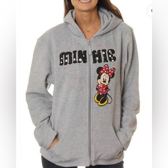 DISNEY Women Minnie Mouse Fleece Hoodie 1X Oversized Full Zip Sweatshirt - Picture 2 of 11